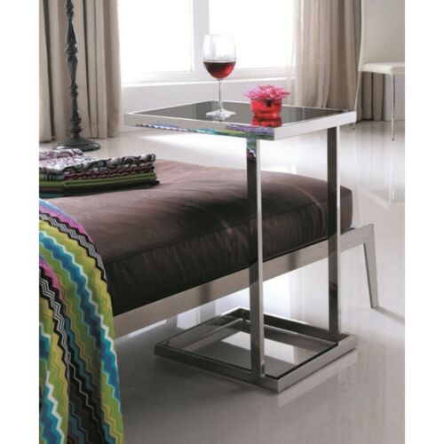 <!--F#f_0-->Stella Mirror Polished Stainless Steel Side Table with Black Tempered Glass<!--F/-->