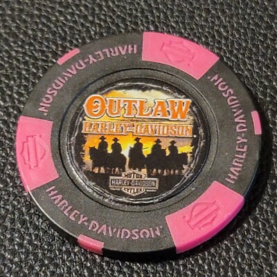 OUTLAW HD ~ MISSOURI (Black/Neon Pink Full Color) Harley Davidson Poker Chip