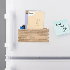 MyGift Rustic Torched Wood Magnetic Organizer Bins, Set of 3