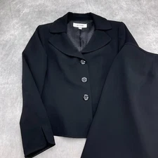 Suit Studio Skirt Set Women 10P Black Poly Lined Career Classic