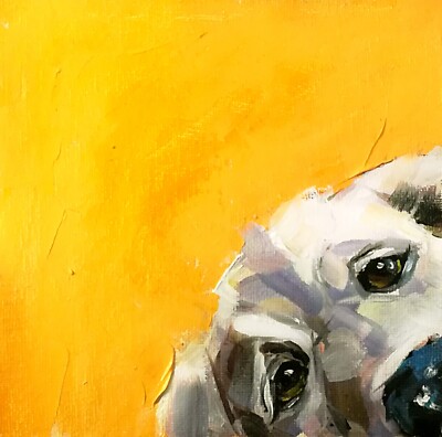 Original Oil Painting Puppy Dog Art Animal Pet Portrait 6x6'' Custom Artwork
