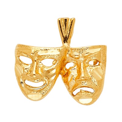 Gold 14K Gelbgold Maske Anhänger