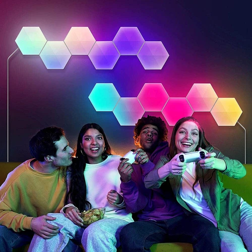 10PCS LED Smart Sechseck Gaming Wandleuchte, Hexagon RGB Musik Sync Wand Licht - Bild 4 von 13