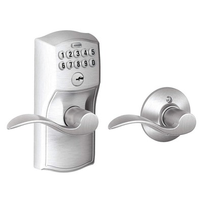 SCHLAGE RESIDENTIAL FE575 CAM626ACC Electronic Lock,Lever,Satin Chrome 457G05