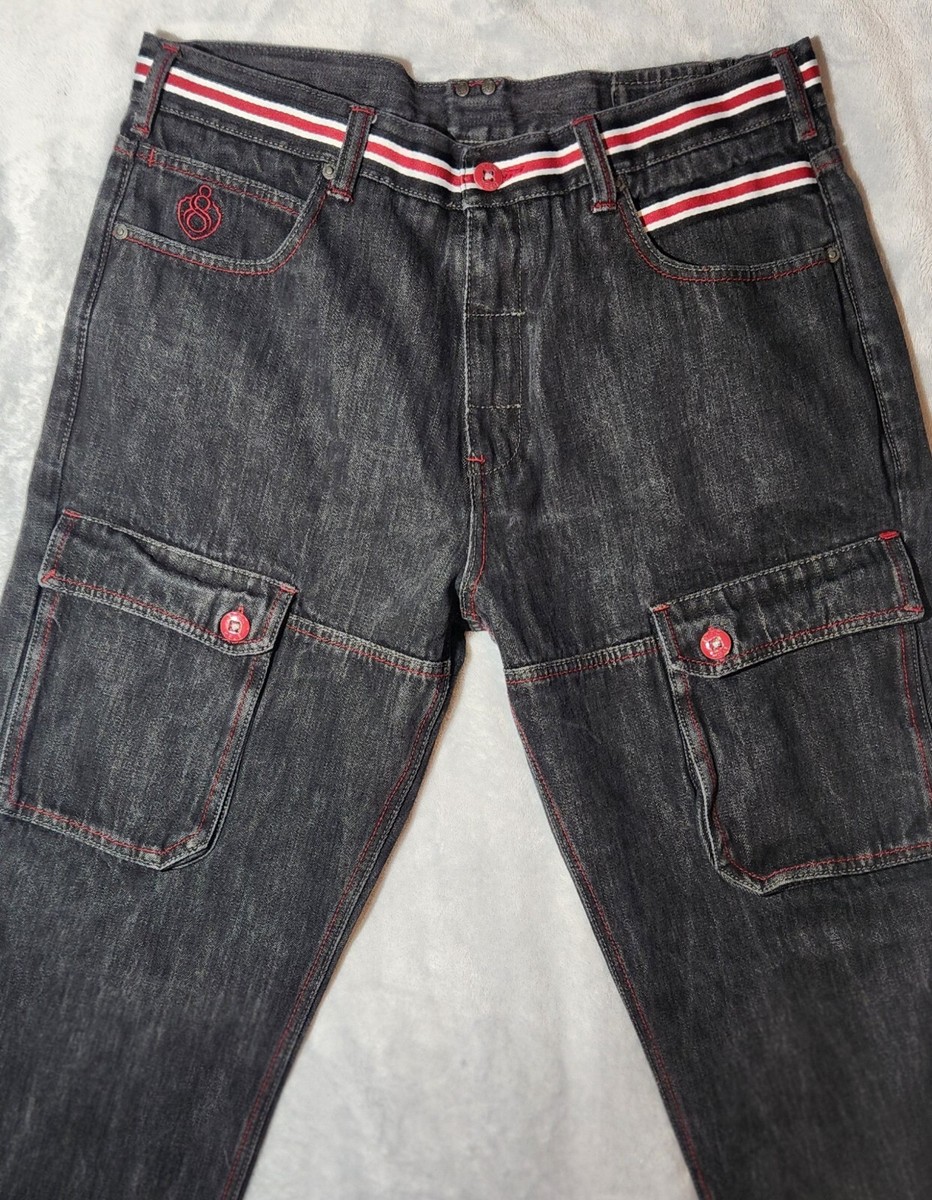 Eight 732 Jeans Men' 38x33 Embroidered Pocket Baggy 8732 Hip Hop