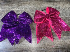Pink Purple Sequin Cheer Hair Bow Lot