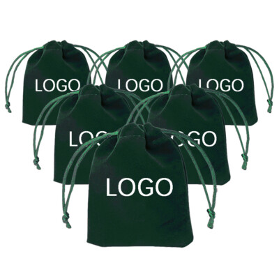 TOPTIE Custom 50 PCS Velvet Gift Wrap Bags with Drawstrings, Logo Print Pouches