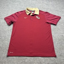 Florida State Seminoles Nike Polo Shirt Men L Maroon Red Gold Performance