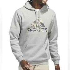 adidas Men's Grey Heather Camo Logo Print Fleece Hoodie IP3211 Size M - NWT