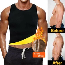 Men Neoprene Sauna Vest Sweat Body Shaper Waist Trainer Fat Burner Tummy Belt