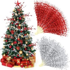 5PCS Christmas Artificial Glitter Berry Stem for Christmas Tree DIY Wreath Craft
