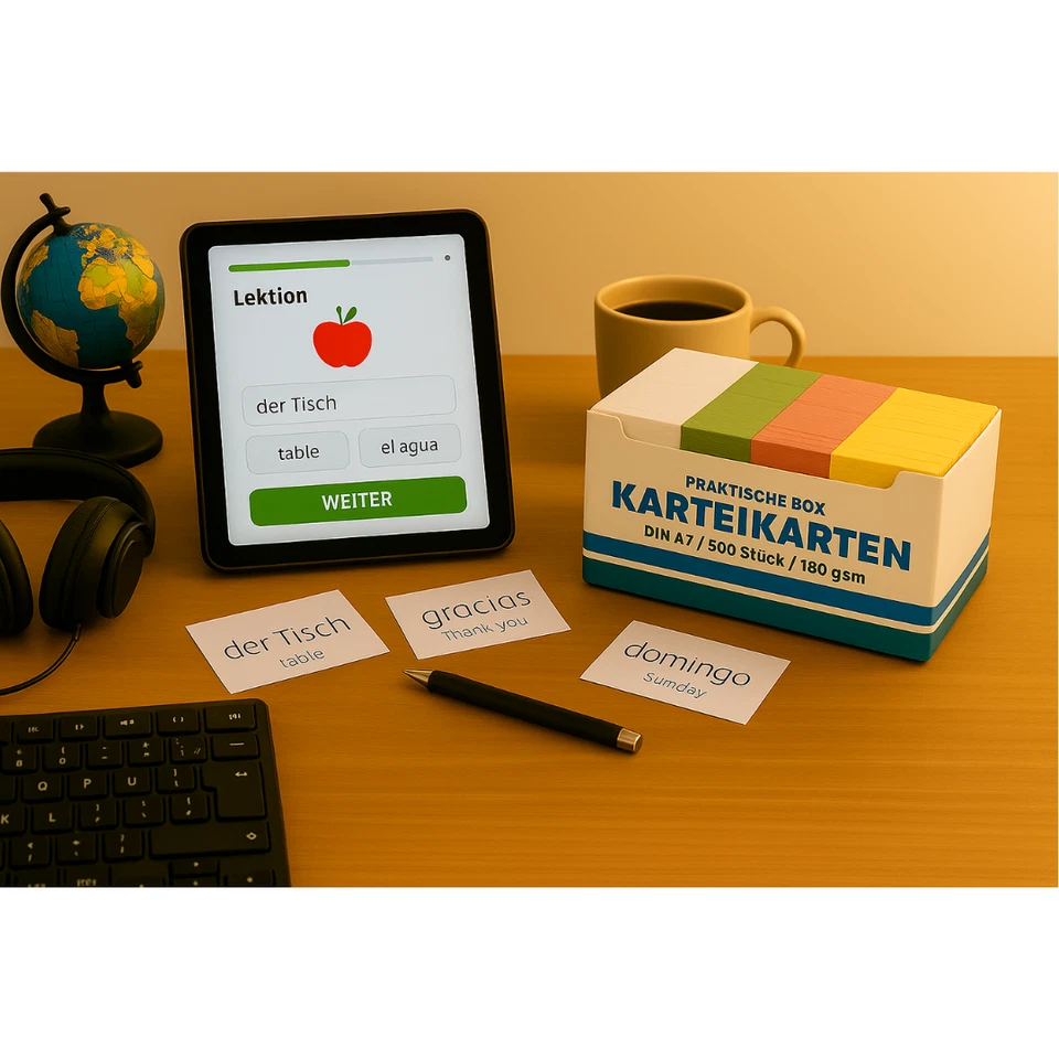 Karteikarten A8 liniert – 500 bunte Lernkarten in praktischer Box (5,2 x 7,4 cm) - Bild 2 von 4