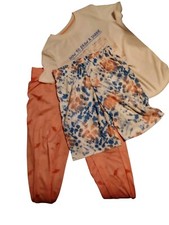 Boys 3 Peice Shark Design Sleepwear Orange white SIZE Medium