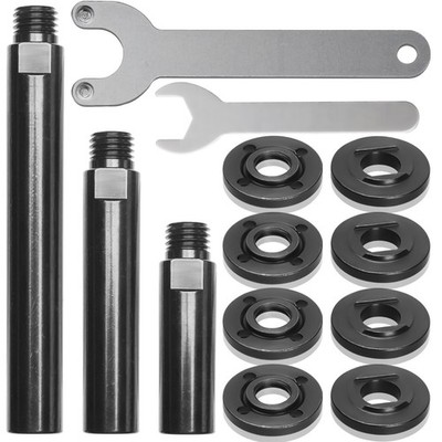 Angle Grinder Attachment Kit - 3 Extension Rods, Flange Nut Sets & Spanner Wrenc