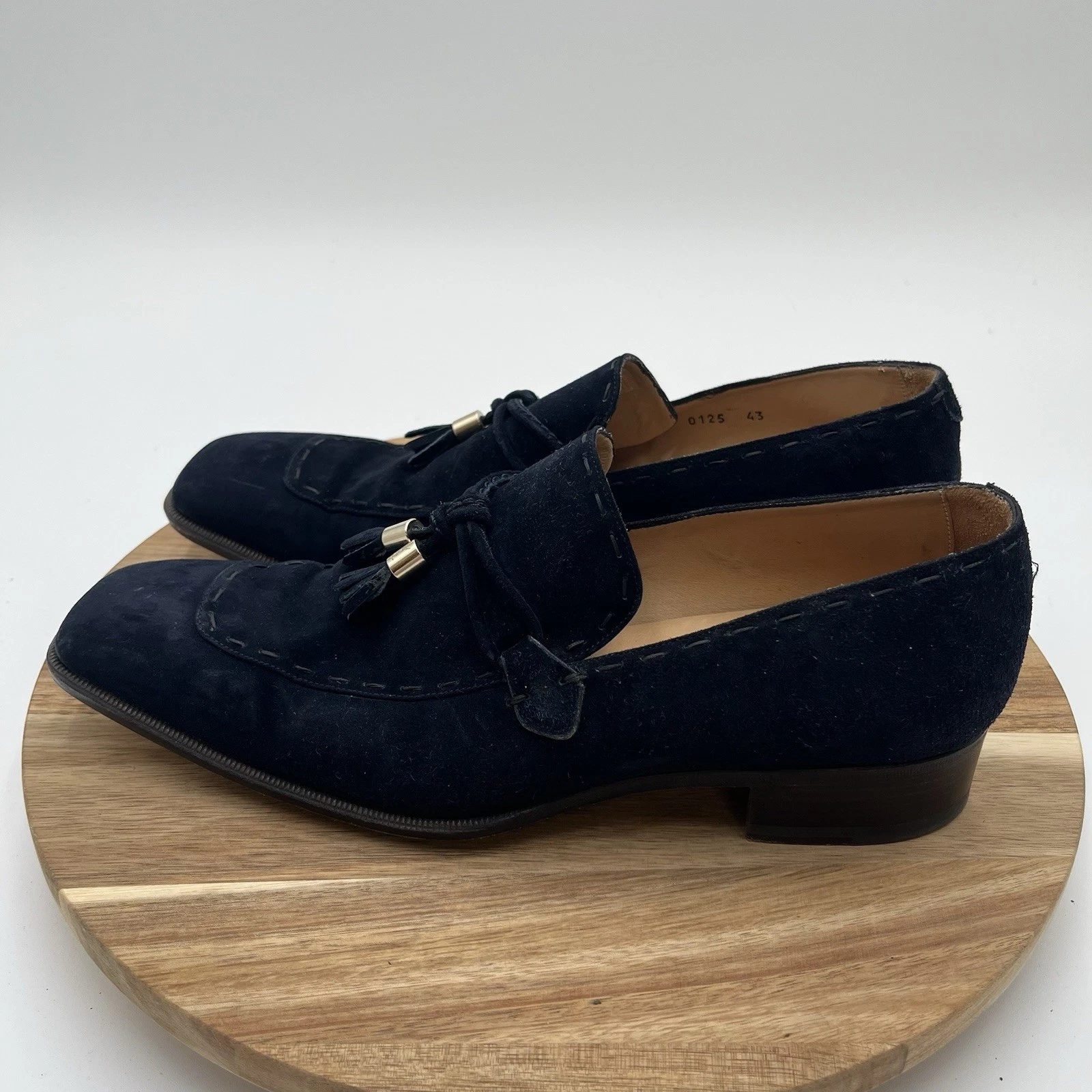 SAINT LAURENT (YSL) Abito mocassini Yves Saint Laurent Rive Gauche blu scamosciato nappa uomo 43 EU 10 US