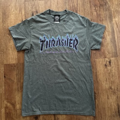 Thrasher Magazine Flame Logo T-Shirt True To Skate Grau Unisex S San Francisco