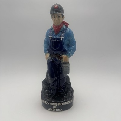 Vintage United Mine Workers of America Ceramic Decanter Coal Miner RARE 1977