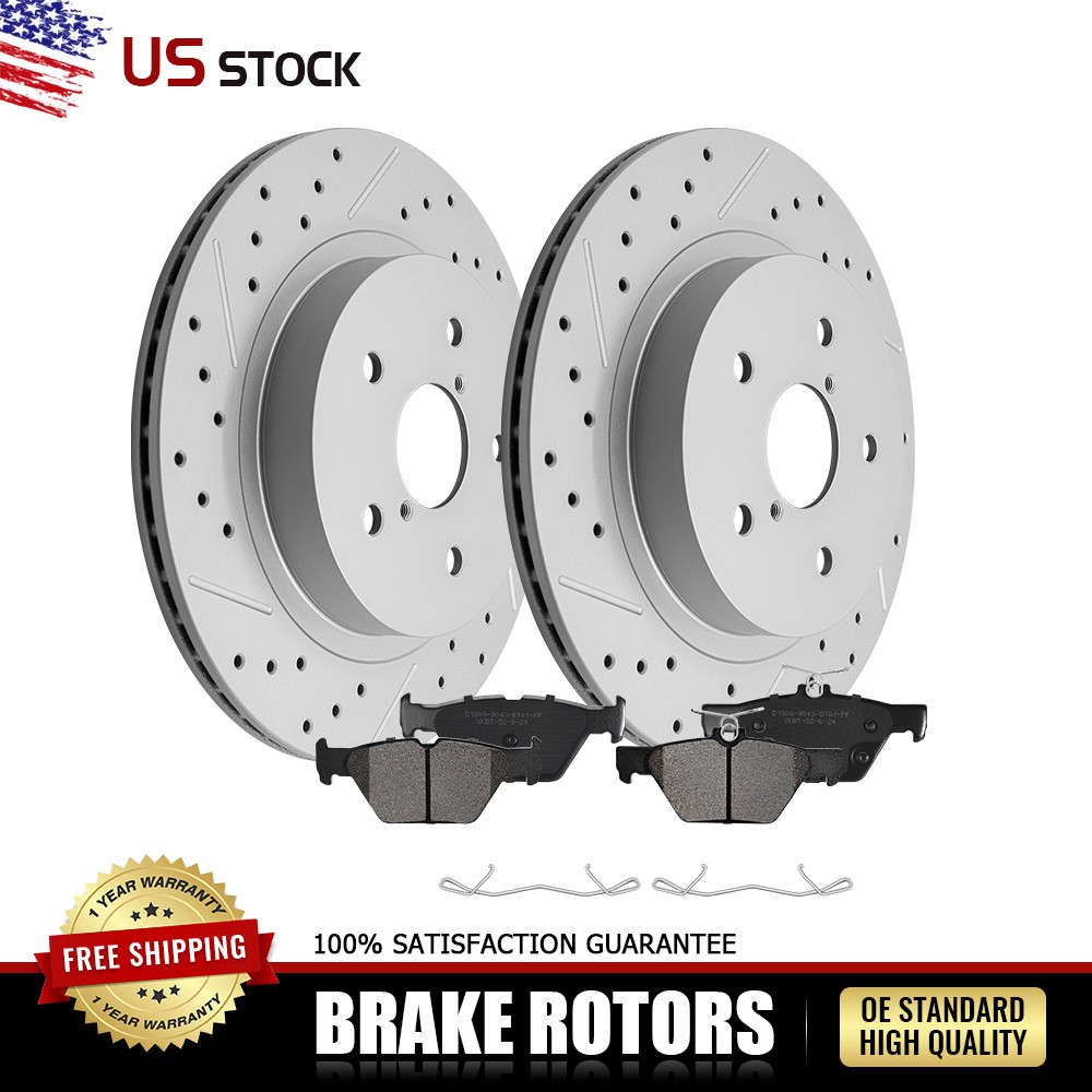 Rear Drilled Brake Rotors & Ceramic Pads Set for 2015-2023 Subaru Outback Legacy