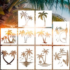 10pcs Palm Tree Stencil for Painting, 2 Sizes Reusable Summer Beach Stencils ...