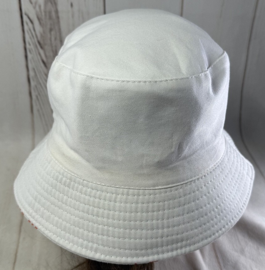 DIOR X Shawn Stussy Reversible Bucket Hat White Cotton Orange Blue