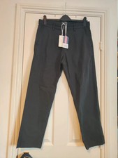 Image of Jack Wills Men's 32W Regular Summer Charcoal Grey/Black Tapered Chino Trousers