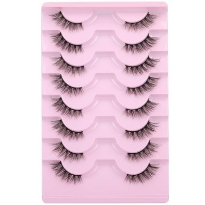 Half Lashes Natural Looking Cat Eye False Accent Eyelashes Multi-Layers Wispy