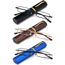 3 Pack Slim Pen Reading Glasses Small Tube Stylish Readers for Men Women