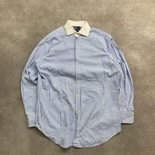 Polo Ralph Lauren Shirt Mens Large Striped Regent Long Sleeve Button Down, Blue