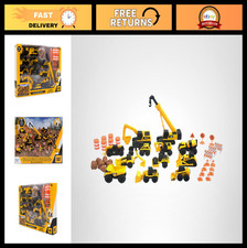Mega Construction Toy Set - 40 Pieces with Crane, Excavator, Mini Vehicles Ro