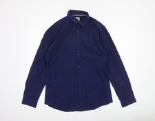 Camicia Zara uomo blu slim fit manica lunga cotone con bottoni L