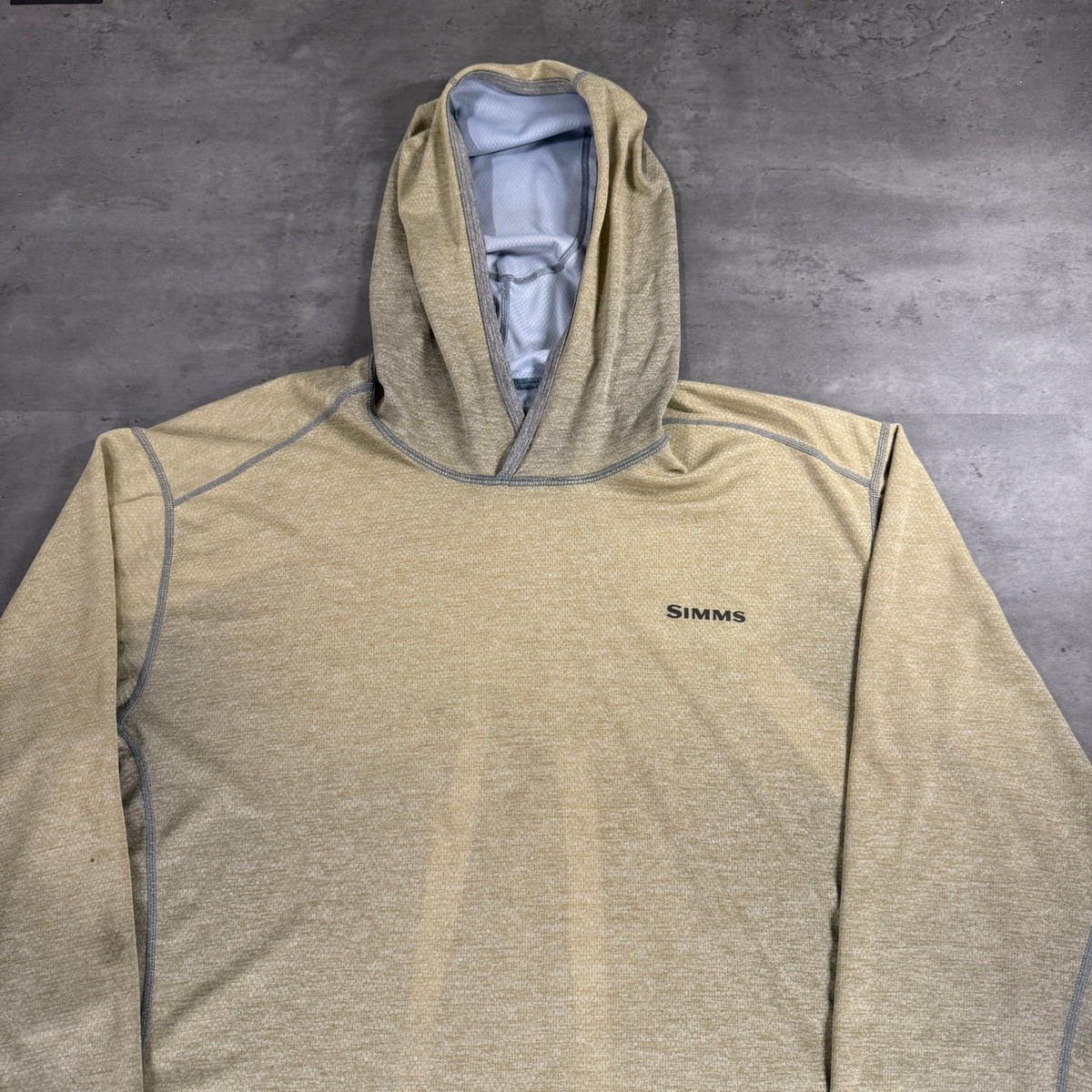 Simms Fishing Hoodie Mens XL Tan BugStopper Insect Shield 