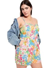 OLD NAVY Multicolored Floral Sz XL Linen Blend Romper 1 pc Outfit Side Pockets