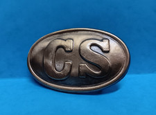 Vintage Civil War CS Brass Belt Buckle Excellent Condition 2" Belt