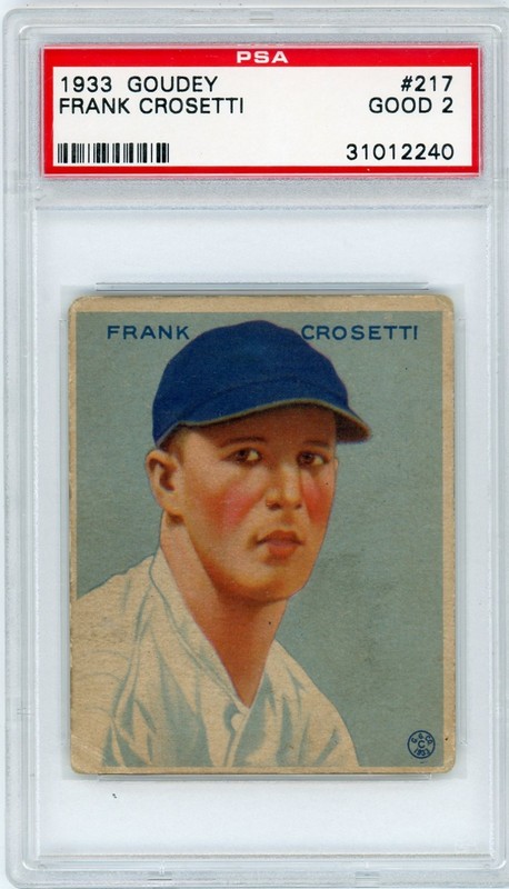 1933 Goudey Frank Crosetti PSA 2 ROOKIE #217