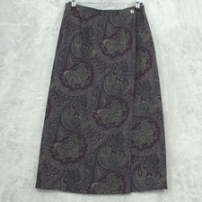 Vintage Talbots Skirt Womens 8 Petite Wool Wrap Midi Boho Office Career Purple