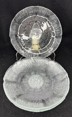 Arcoroc France Clear Glass Fleur Salad Plates 7.5in Discontinued Set of 4