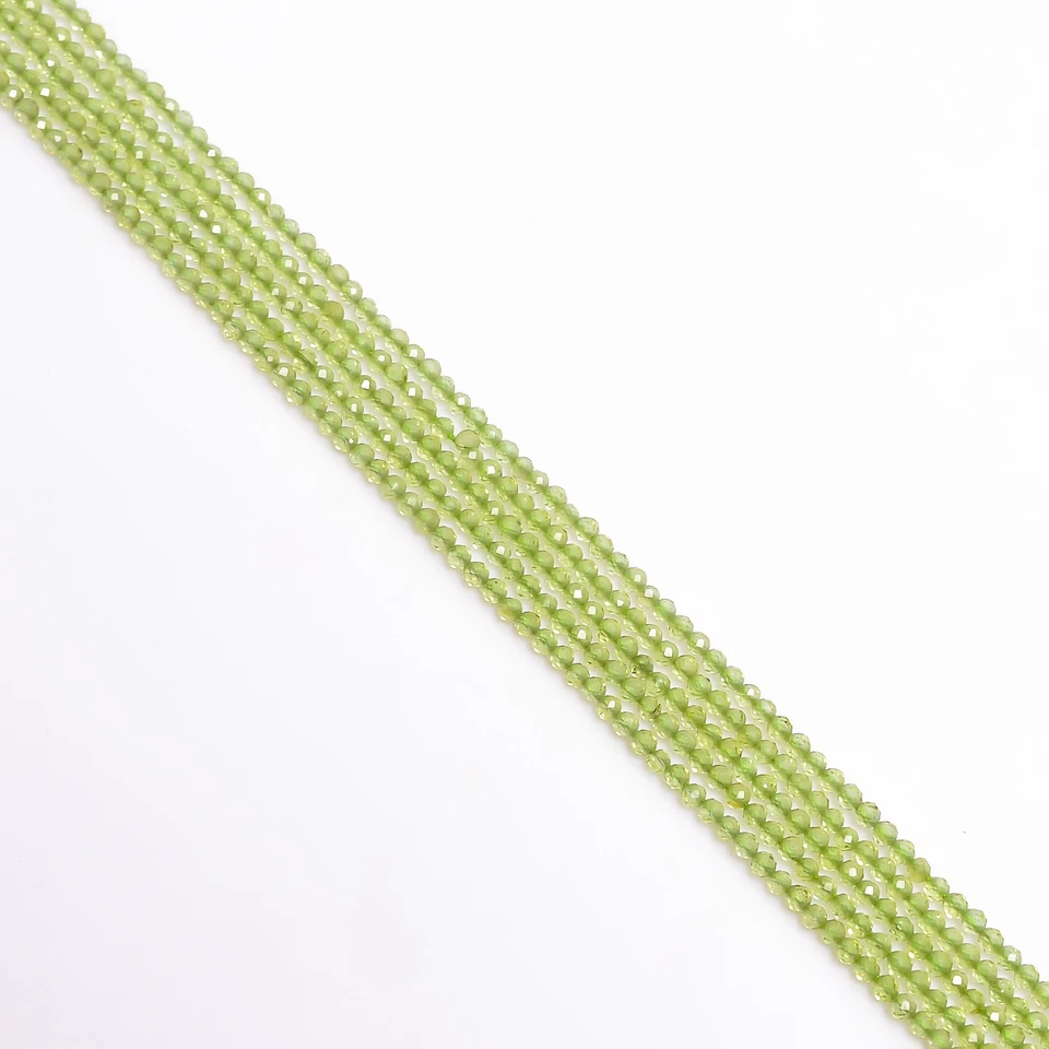 100% Natural Peridot Gemstone Round Micro Faceted Beads 2.5-3 mm Strand 12.5" 52 - Image 2 of 2