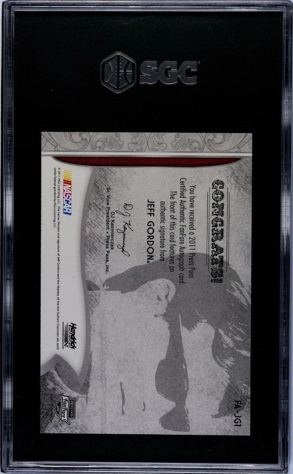 Jeff Gordon 2011 Press Pass Fanfare Autograph #8/10 SGC 8.5 - Image 2 of 2