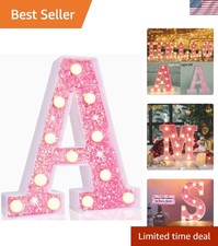 LED Marquee Letter Lights, Light Up Pink Letters Glitter Alphabet Letter Sign...