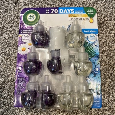 Air Wick Oil Warmer and 9 Refills - 5 Lavender & Chamomile and 4 Fresh Waters  