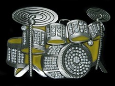UE03148 REALLY COOL CRYSTAL DRUM SET MUSIC INSTRUMENT BELT BUCKLE