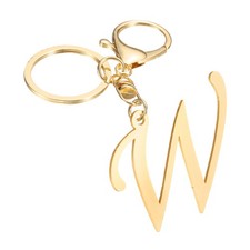 Gold Initial Letter Keychain Stainless Steel A-Z Alphabet Keychains Letter W