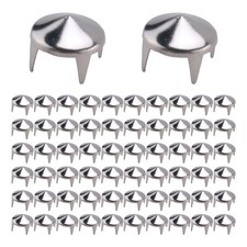 2X(100 Silver Copper Round Cone Rivet Spike Studs Spots DIY Rock Punk 8mm X2U5)