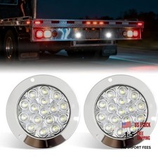 4.92 Inch Round LED Trailer Tail Lights 16 LED Stop Brake Turn Tail White