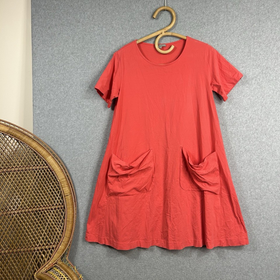 COS Coral Pink A-Line Jersey T-shirt Dress with front pockets Size M