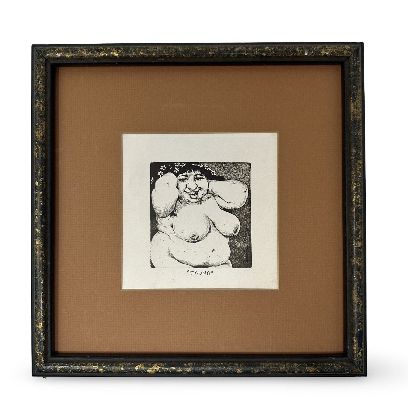 Charles Bragg Fauna Exhibition Print 1970 Framed 12x12 Surreal Figurative Art