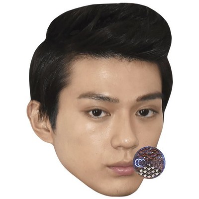 Mackenyu Arata (schwarze Haare) Promi Maske, flaches Kartengesicht, Kostüm Maske