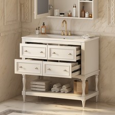 36" Bathroom Vanity Cabinet with Sink Combo Set, Undermount Ceramic Sink, Free