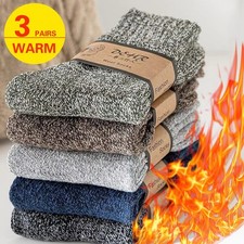 3 Pairs Men's Thick Winter Socks Middle Tube Casual Outdoor Cold Resistant