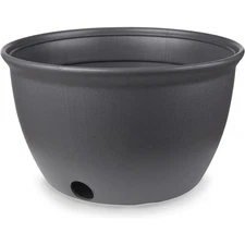 Garden Hose Storage Pot Lightweight Charcoal Gray Plastic Drainage 18" W x 11" H